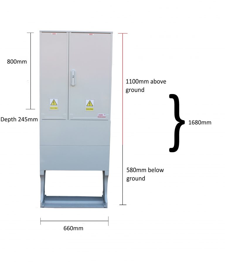 Free Standing Electric Meter Box GRP W660xH800xD245+ Pedestal
