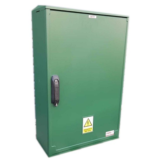 Large 3 Phase Electricity Meter Box W530 x H800 x D245 mm GREEN - Surface Mounted